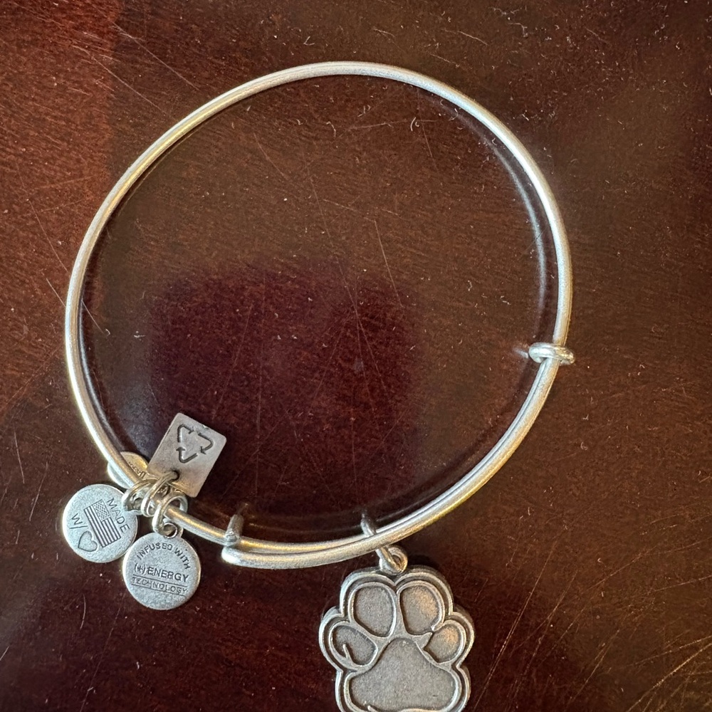 Alex and Ani Silver Paw Print Bangle Bracelet